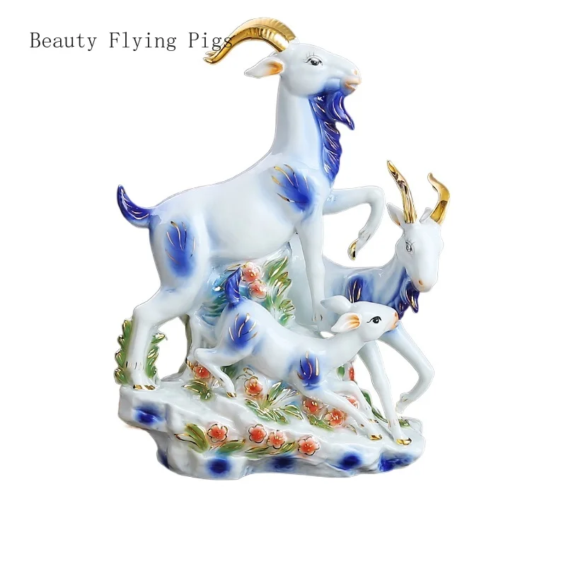 

Creative Ceramic Zodiac Zodiac Sheep Feng Shui Decoration Living Room Shop Office Table Crafts living room decoration Animal