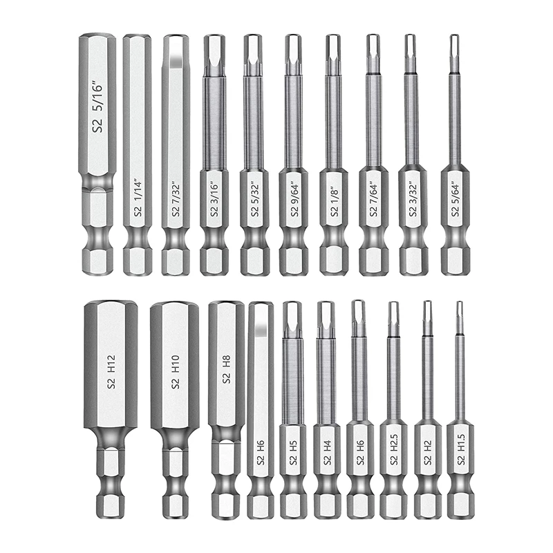 20Pc Zeskant Kop Inbussleutel Boor Set 2.3Inch Lang 1/4Inch Diameter Snelspanschacht Magnetische Schroevendraaier Bit Set