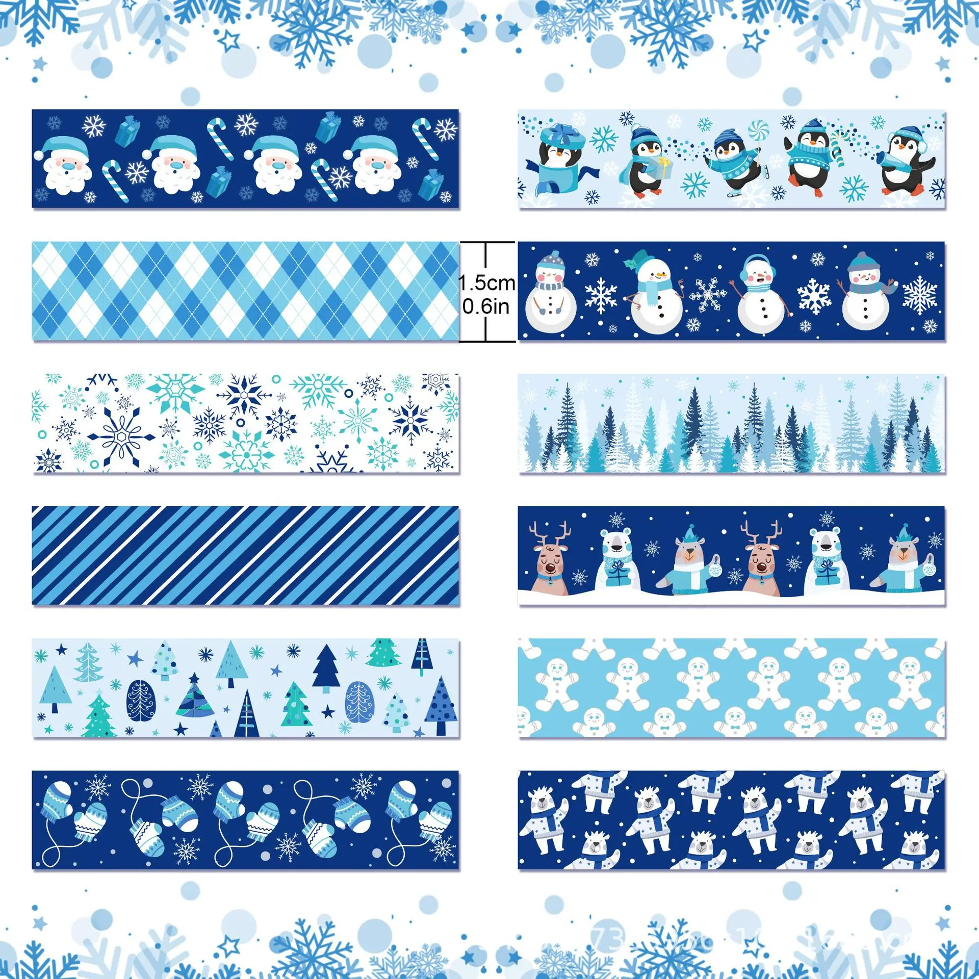 Snowman Snowflake, Transparent Roll Self-adhesive Washi Tape DIY Handbook Material Pack