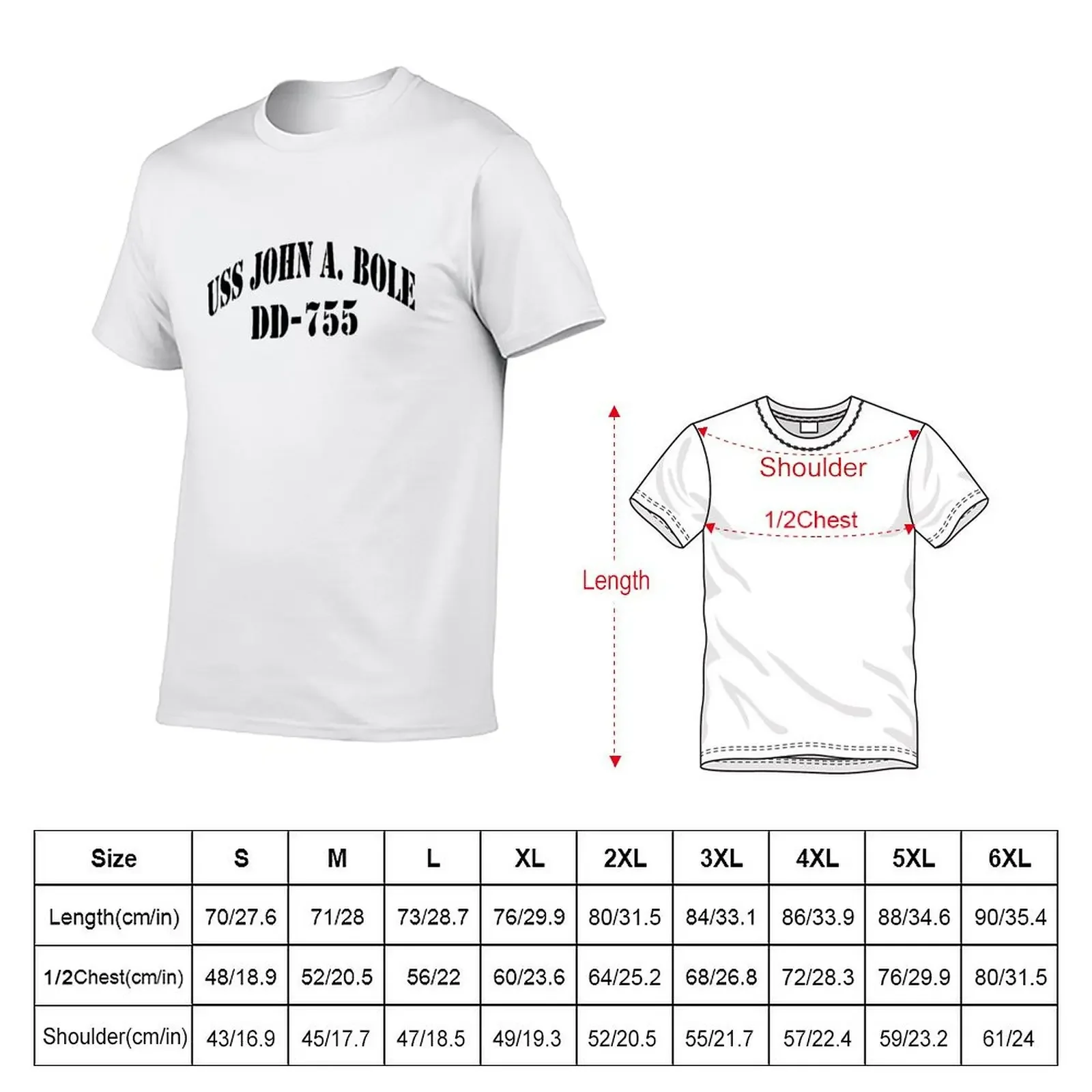 USS JOHN A. BOLE (DD-755) SHIP'S STORE T-Shirt graphic tee shirt plus size clothes plain plain t shirts men