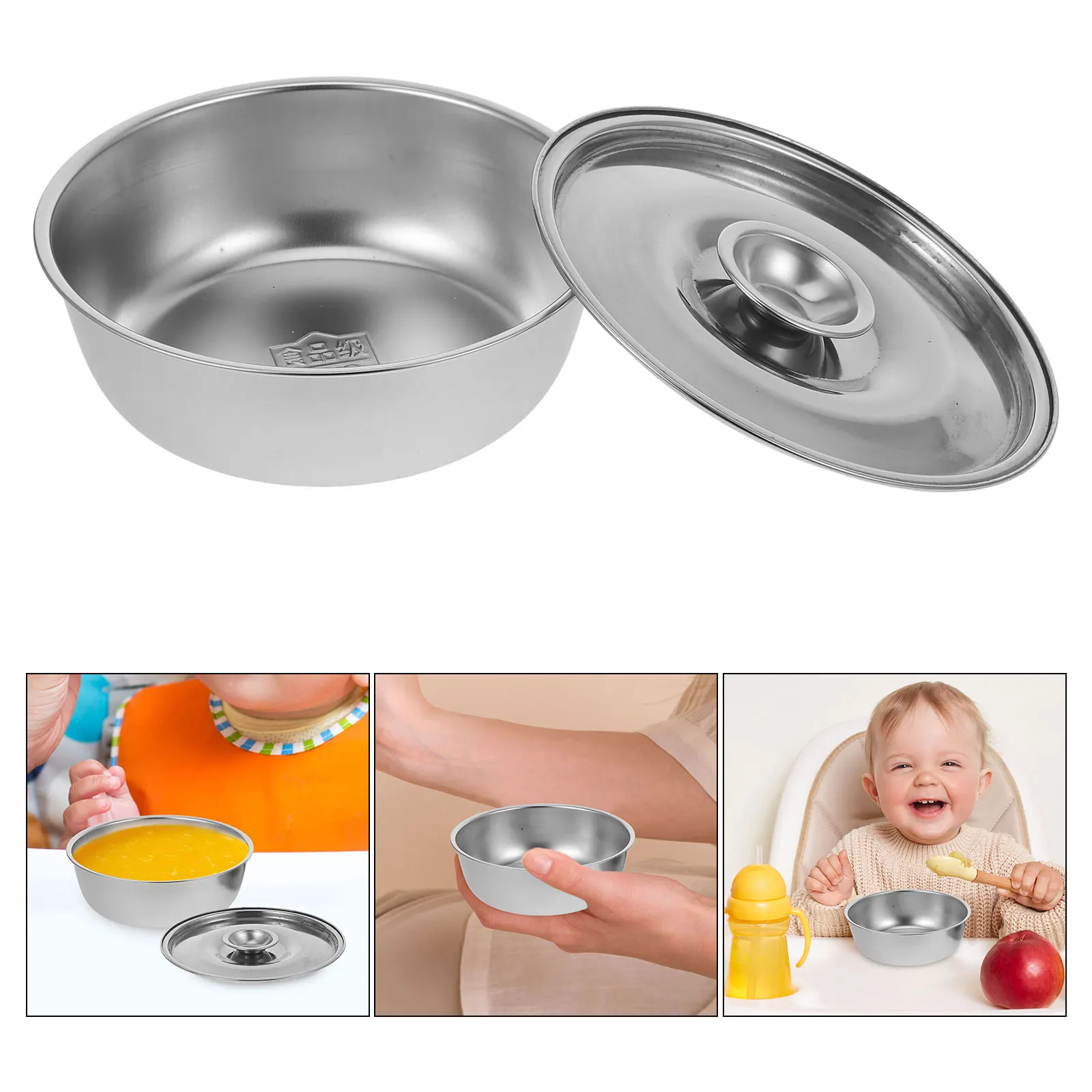 

320Ml Stainless Steel Bowl With Lid Food Bowl For Home Kindergarten Safe Stainless Steel Bowls Kitchen Bowls For