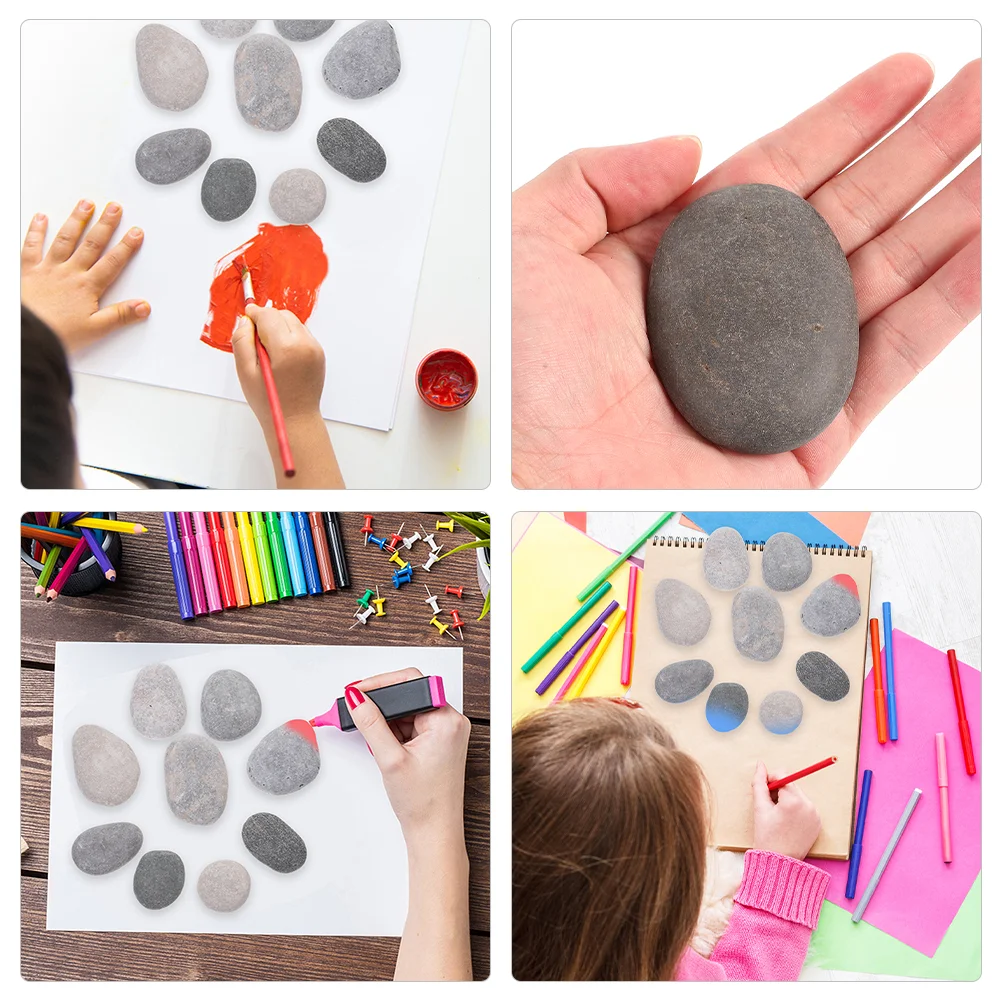 20 Pcs Small Artificial Plants Children's Hand-painted Stones Flat Rocks For Painting Crafts Kindness