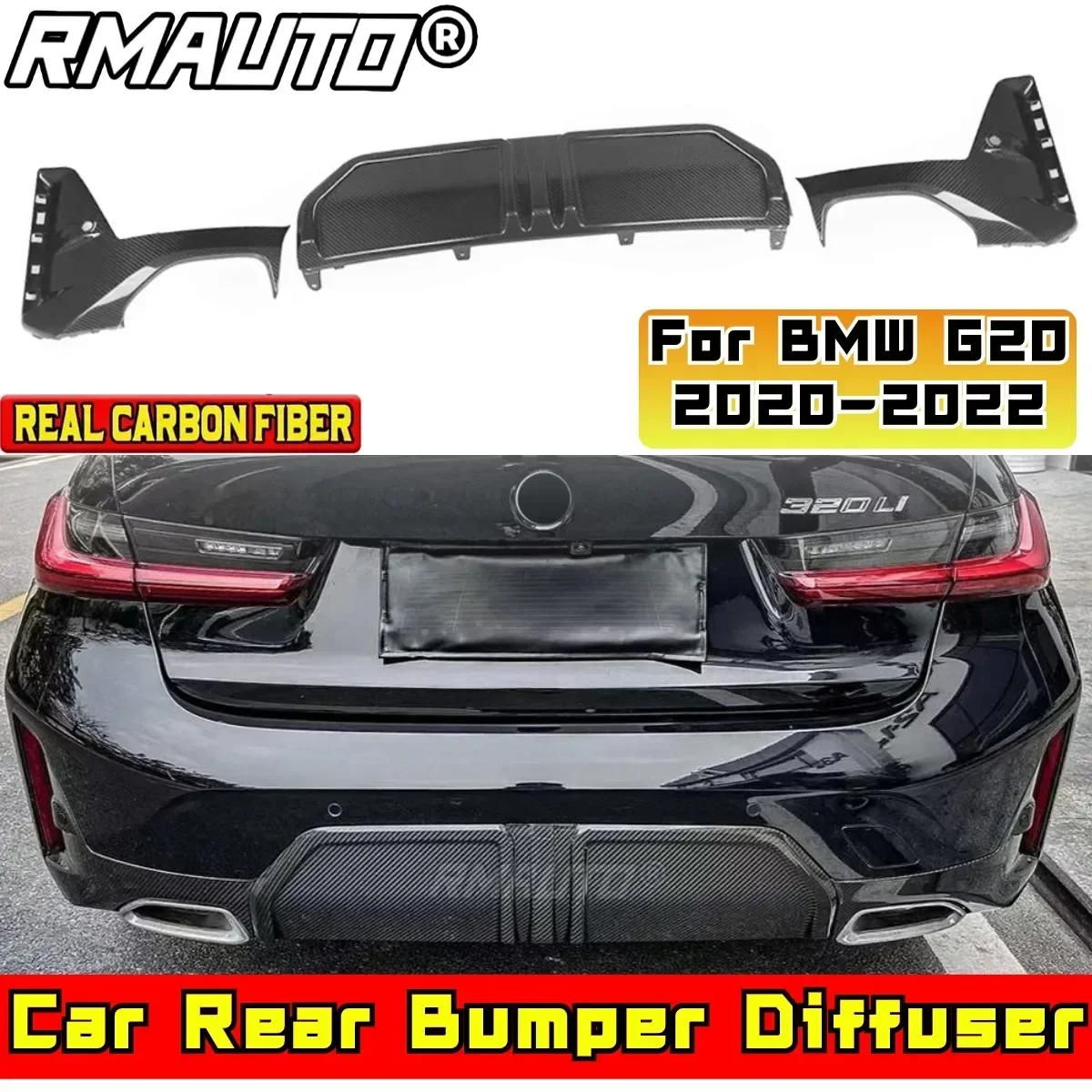 

For BMW G20 2020-2022 Car Accessories BMW G20 Rear Bumper Splitter Real Carbon Fiber MP Style Spoiler Diffuser Guard Body Kit