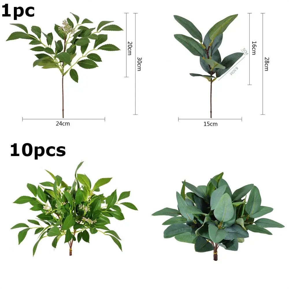 1/10 pçs planta artificial eucalipto folhas hastes de vegetação com flor plantas falsas presente decoração para casa festa de casamento ornamento