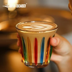 MHW-3BOMBER 90-480ML Glass Coffee Cup Art Hand-Painted Espresso Mug Anti-slip Drinking Glasses for Coffee Tea Drinking Glassware