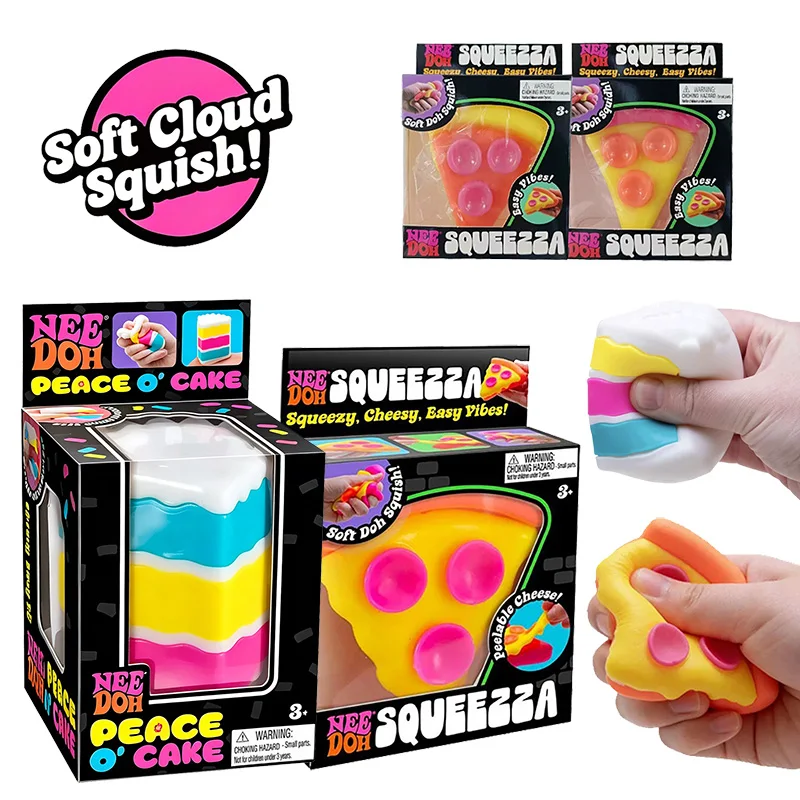 Needoh Peace Cake Pizza Slice Fidget Toy Non-toxic Soft Squishy Slow Rise Relief Pressure Heal Relax for Adults Desk Vent Gift