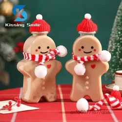 200ml 5Pcs Set Gingerbread Milk Tea Bottle Cute Decor Snowman Bottles Candy Jars Juice Kettle Christmas Decorations Party Gifts