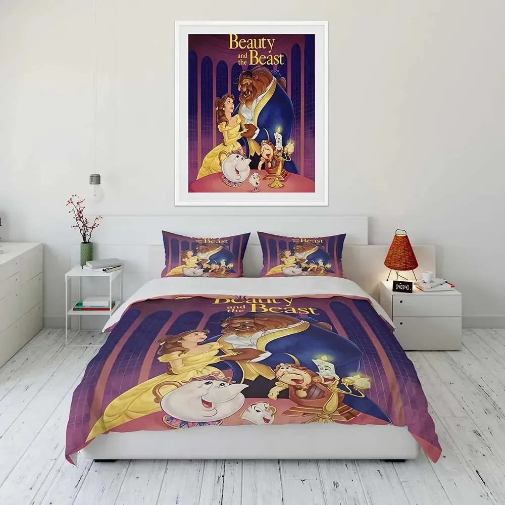 Beauty and the Beast duvet cover pillowcase disney home bedding set boy girls room bedroom duvet cover gift double bed queen