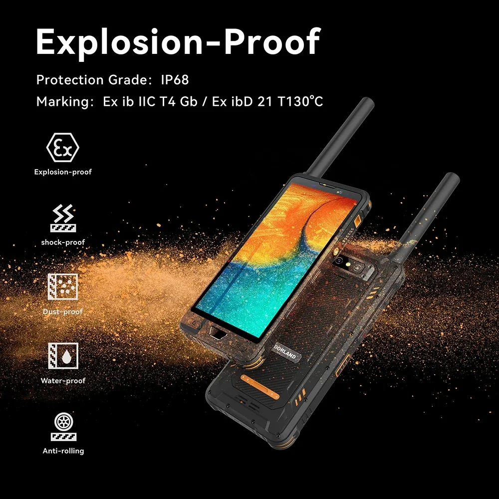 Yunyi dorland Xtalki06_5G industrial intrinsically safe explosion proof ip68 rugged satellite 5g android smartphone