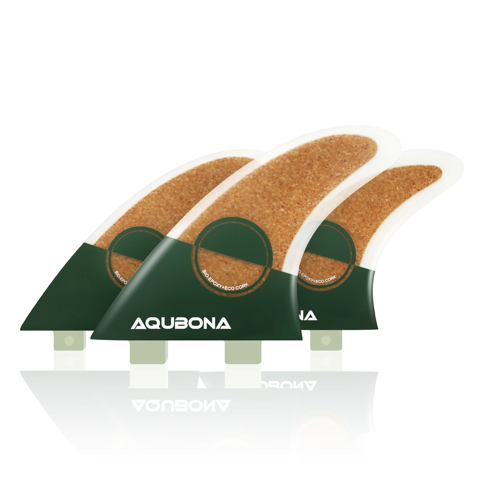 Surf Fins for Surfing, Single or Dual Tab II, AM2 Size, Tri-Fin Set, Fiberglass, with Fin Key Screw