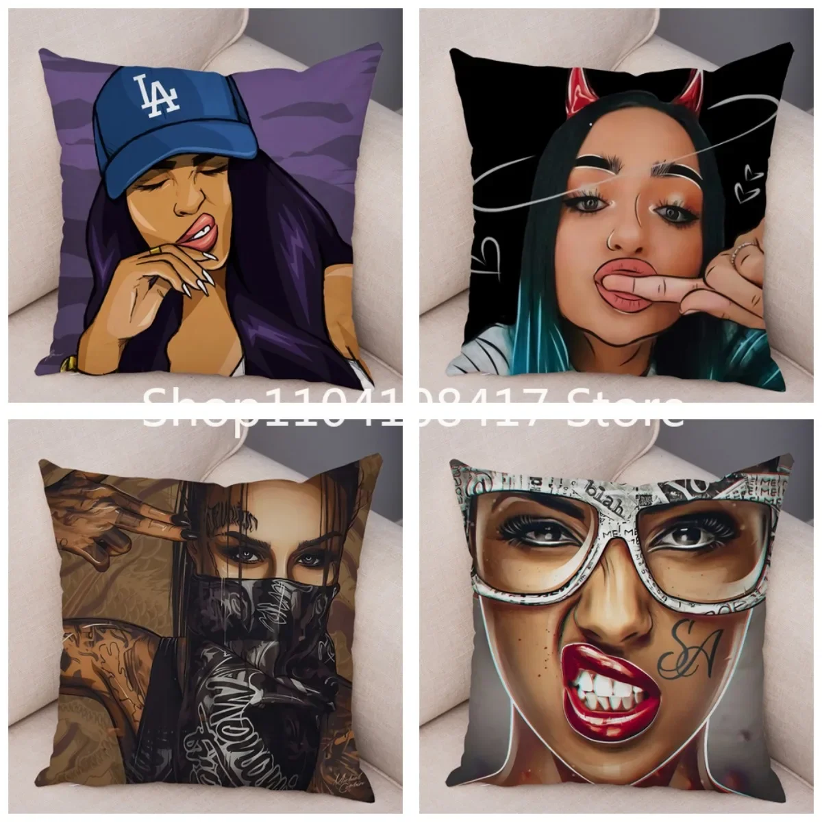 Bedroom Living Room Pillowcase Dark Gothic Tattoo Sexy Beautiful Girl Pillowcase Decorative Cushion Cover Sofa Car Pillowcase