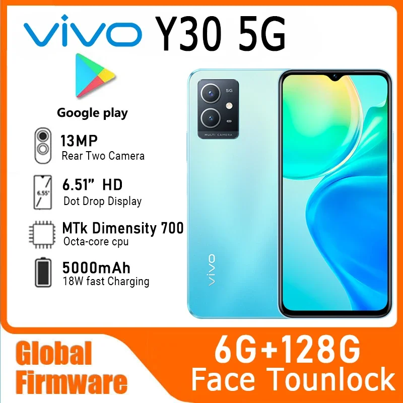 Vivo Y30 5G Smartphone Global firmware CPU MTk Dimensity 700  6.51