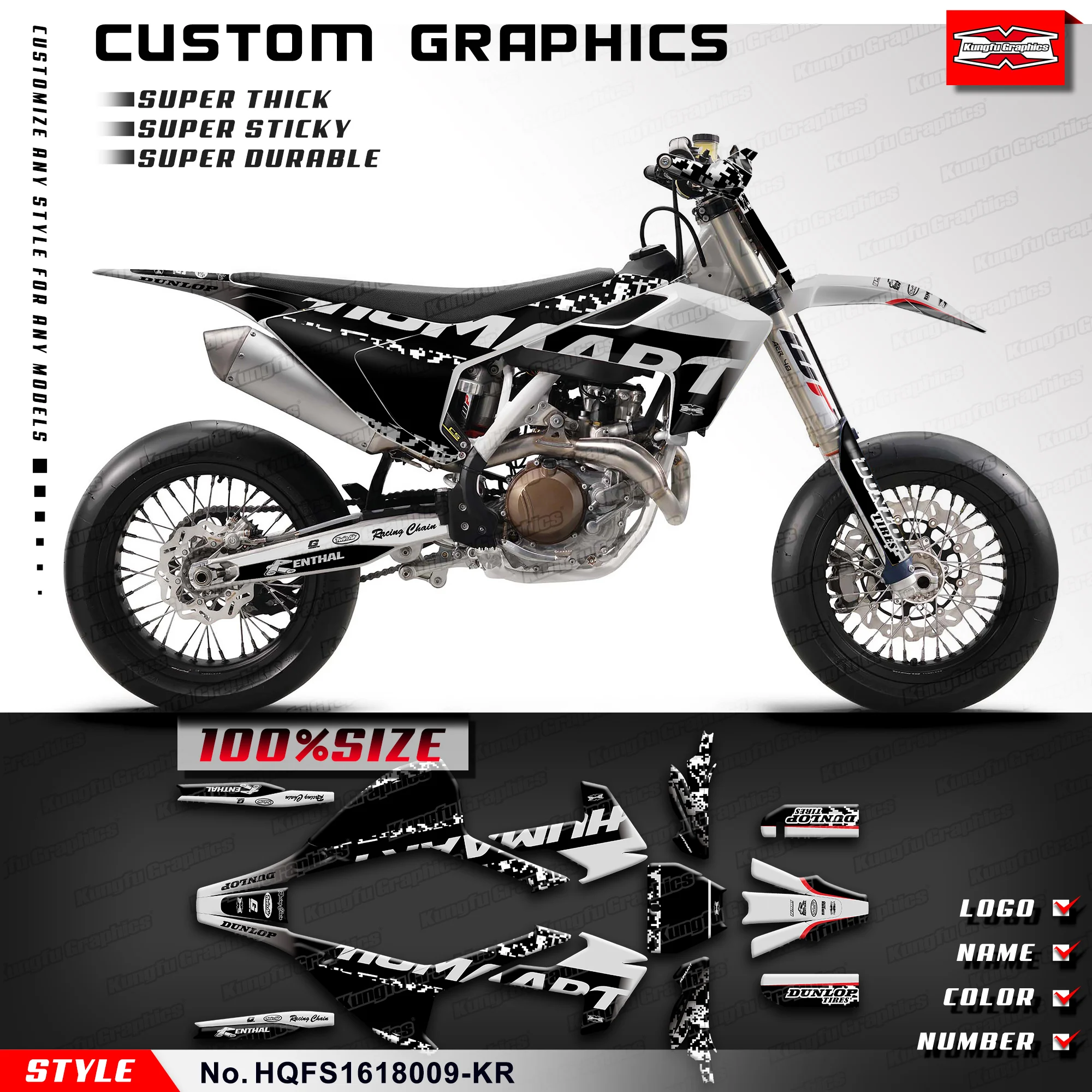 

KUNGFU GRAPHICS Racing Sticker Motorcycle Decals for Husqvarna FS 450 FS450 2016 2017 2018, HQFS1618009-KR