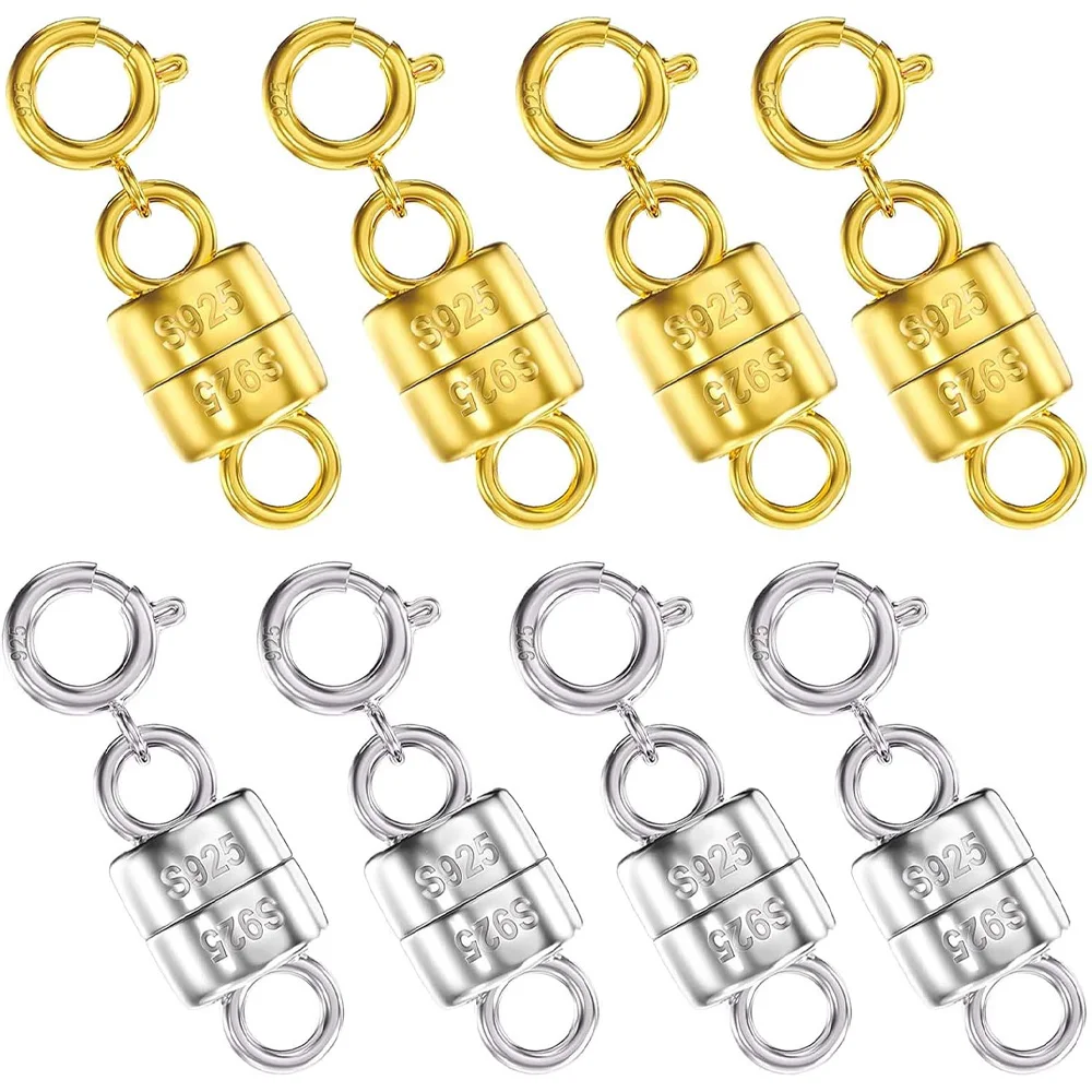 

925 Sterling Silver Magnetic Necklace Clasps and Closures,Gold and Silver Bracelet Clasp Converter for Jewelry Making Supplies,C