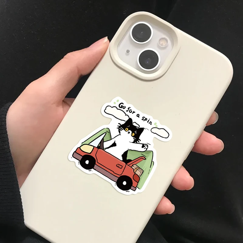 50PCS Cartoon Black and White Cat Animals Graffiti Stickers Phone Guitar Laptop Notebook  Luggage Decorative Decals Kids Toys view 5