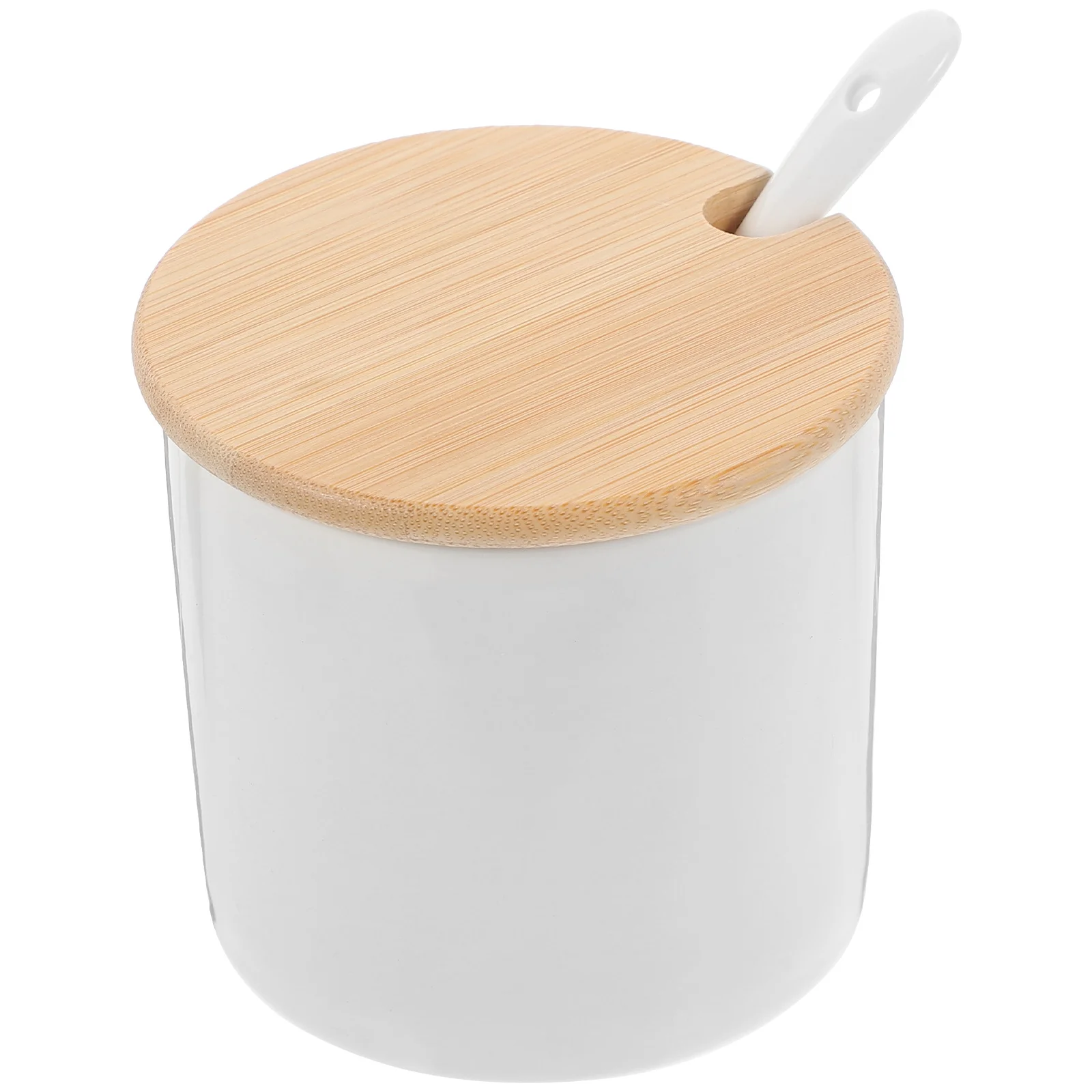 

1 set 1 Set Ceramic Seasoning Container Food Grade Storage Jar Bamboo Lid Kitchen Spice Organizer Salt Sugar Holder For Home Bbq