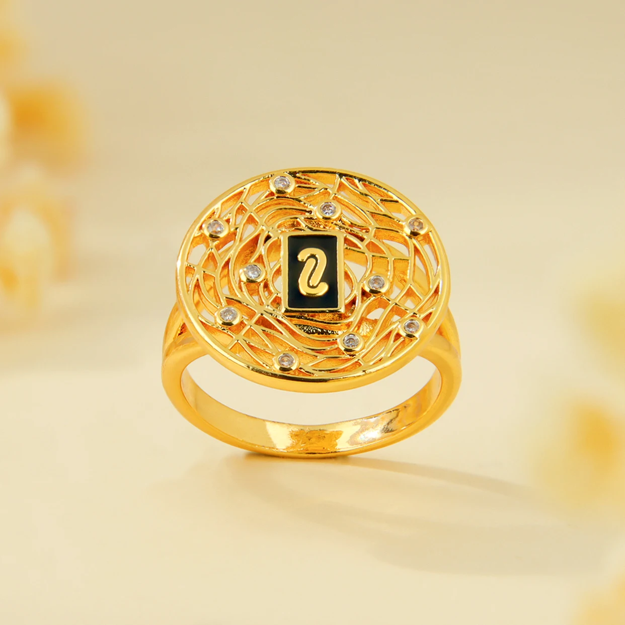 Dubai Vintage Zirkonia-Ringe 21k Vergoldet Arabisch Muslimisch Hip-Hop Mode-Ring Bollywood Damen Ethnischer Party Punk Schmuck – Detail 6