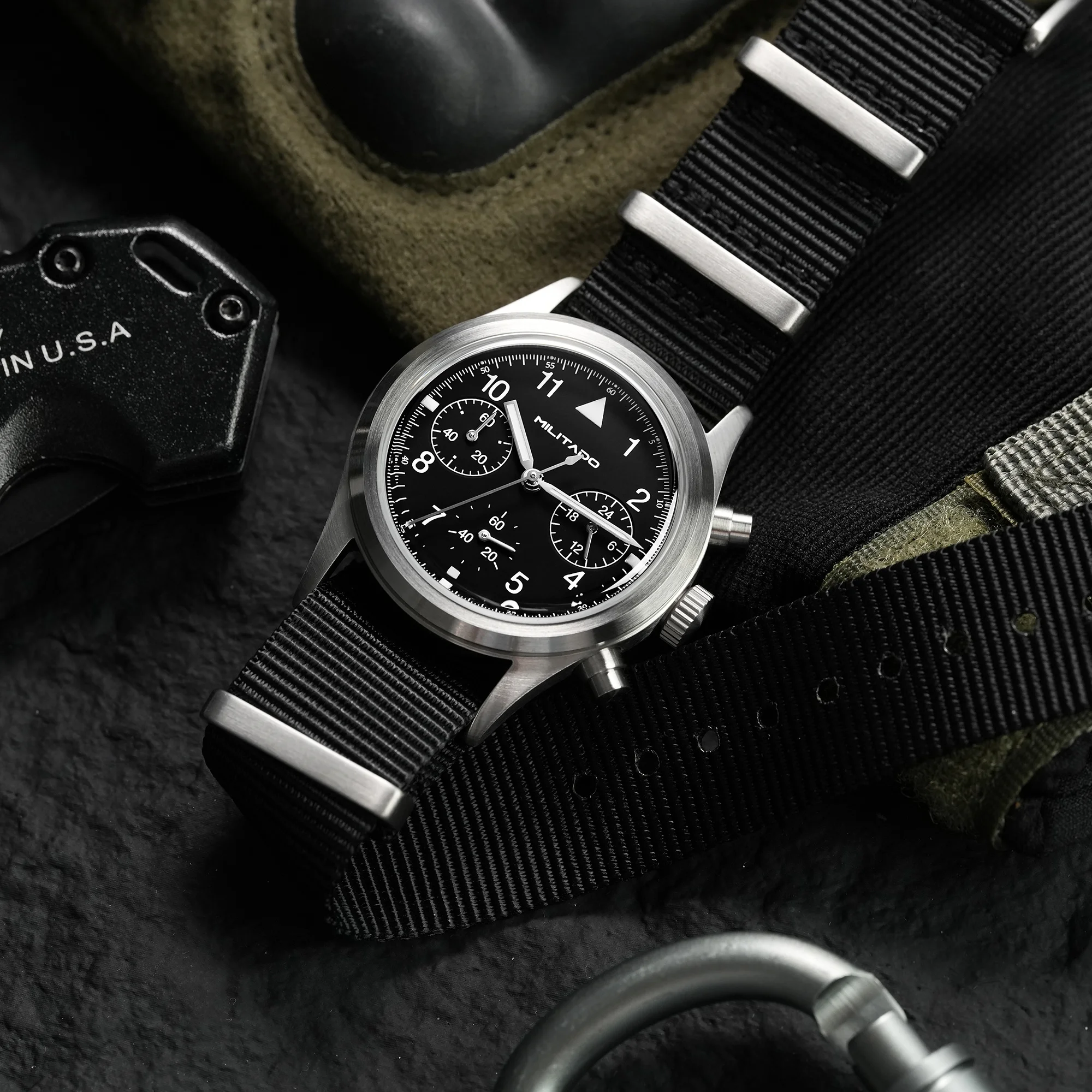 Militado ML26 Chronograph Watch VK63 Quartz Movement Sapphire Crystal 100M Waterproof Luminous Military Sports Watch for Men