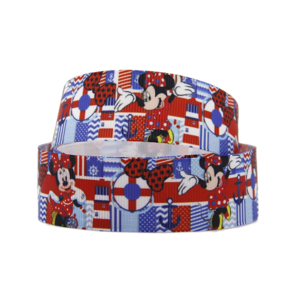 Disney 5 Yards Multi Size Mickey Minnie Mouse Printed Grosgrain Ribbon For Hairbow DIY Craft Supplies Cartoon Ribbons