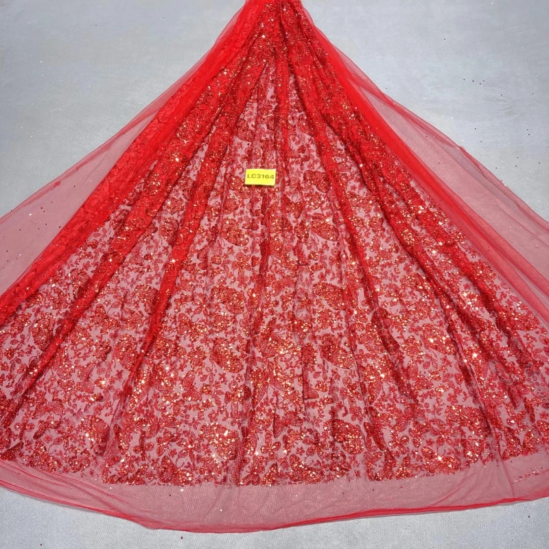 

10 ярдов красной ткани для свадебного платья с узором и сетчатым кружевом, 150 см, тюль с золотым напылением для свадебных торжеств