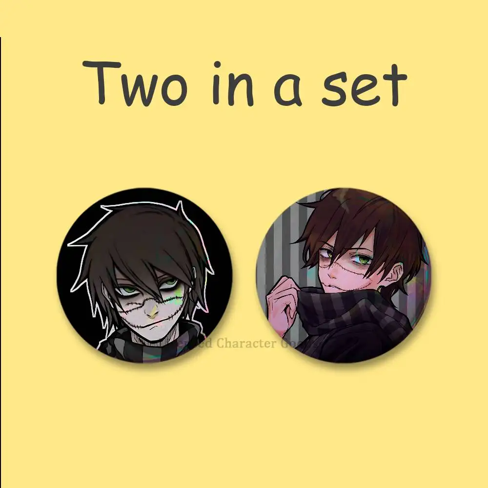 Creepypasta TICCI Jeff Jack 2-teiliges Set Abzeichen Anime-Merchandise Cosplay Nijigen Otaku-Kultur Groß 75 58 44 32 25 mm Mini – Detail 10