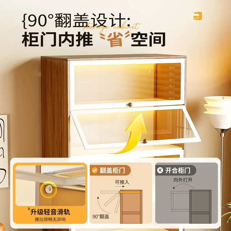 Illuminated Glass Display Cabinet for Lego Blind Box Storage Kids Bookshelf Organizer with LED Light Transparent Showcase