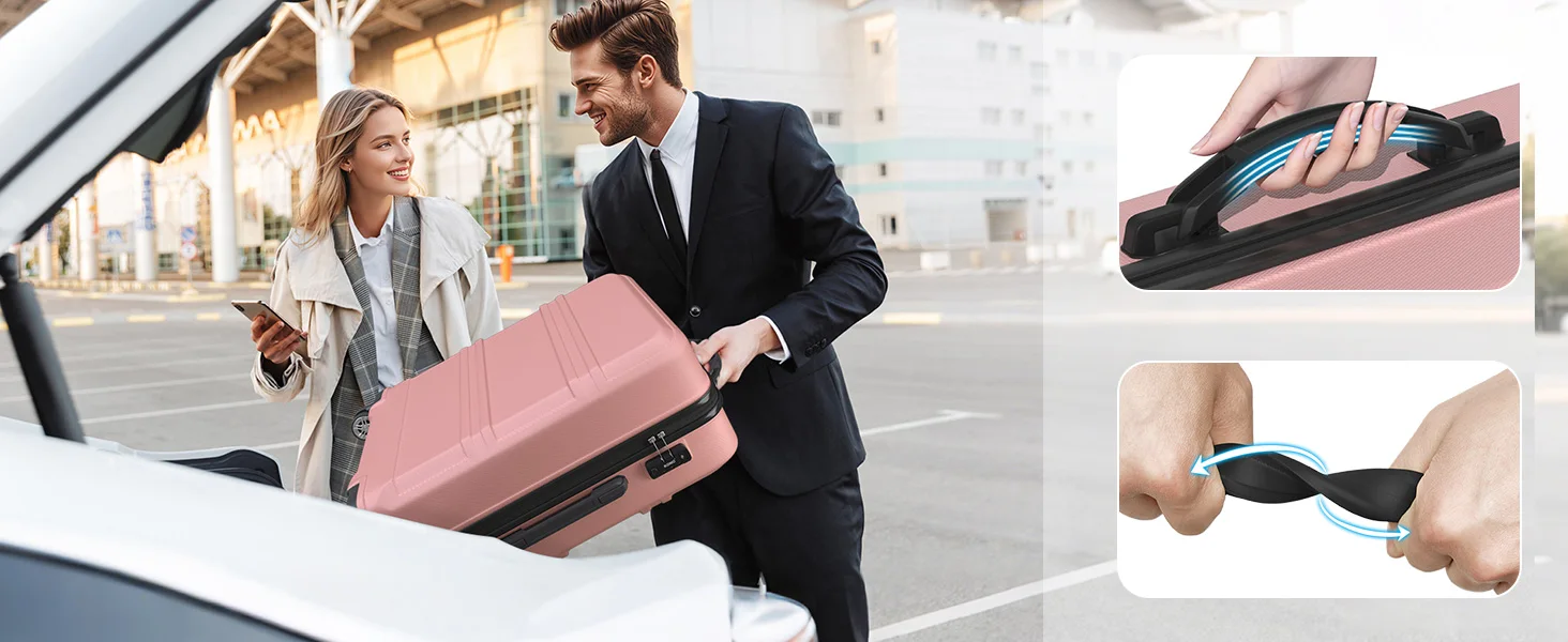KONO Hartschalen Koffer, Leichte ABS Trolleys mit Zwillingsrollen, TSA Schloss, Reisekoffer（M/L/XL） – Detail 5
