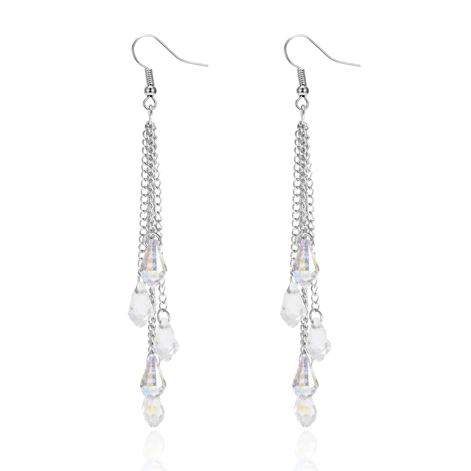 Exquisite bunte Wassertropfen Kristall Quaste Haken Ohrringe für Frauen elegante glänzende baumelnde Metall Ohrringe Party Schmuck Geschenke – Detail 3