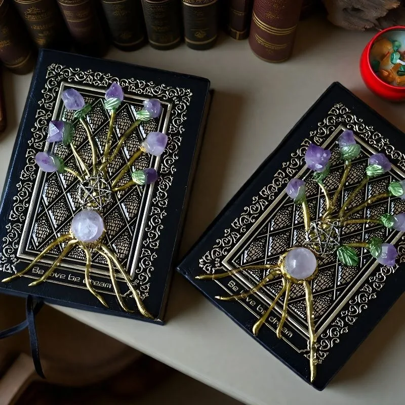 natural-crystal-handmade-amethyst-flower-magic-book-notebook-exquisite-gemstone-inlaid-journal-diary-book-for-daily-writing-note