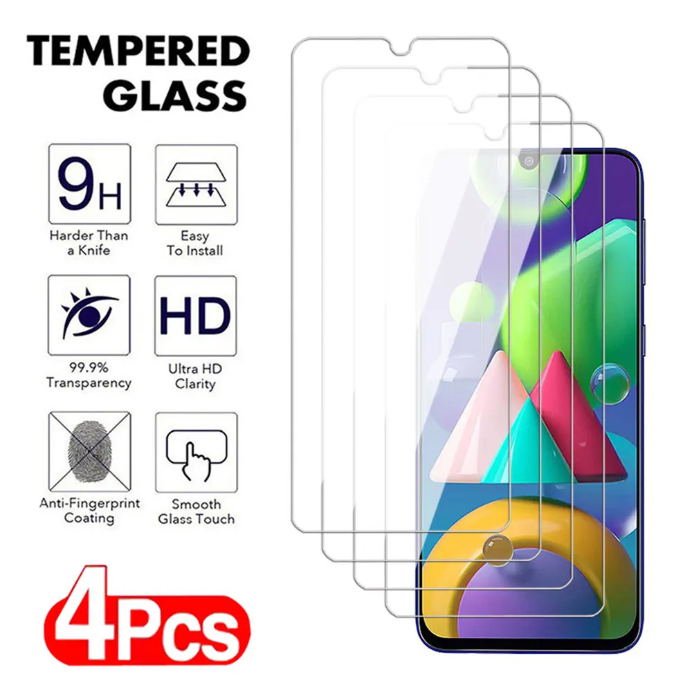 4Pcs Tempered Glass For Samsung GalaxyM51 M52 M53 M54 M62 M42 M31 M32 M33 M21 M22 M23 M34 M04 M11 M12 M13 M14 4G 5G M21S M31S