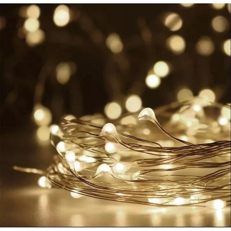 Battery Operated Copper Wire Fairy Lights 1m-30m Indoor Steady On LED String for Bedroom Mirror Table Christmas Party Home Use