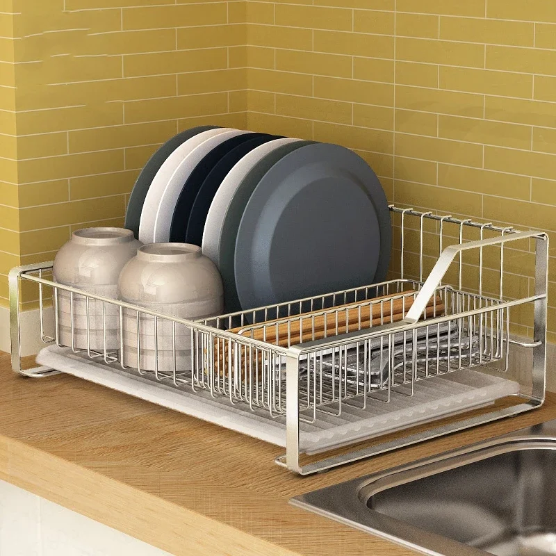 

Stainless Steel Dish Rack Countertop Drain Dish Dryer Kitchen Rack Storage Racks Kitchen Supplies