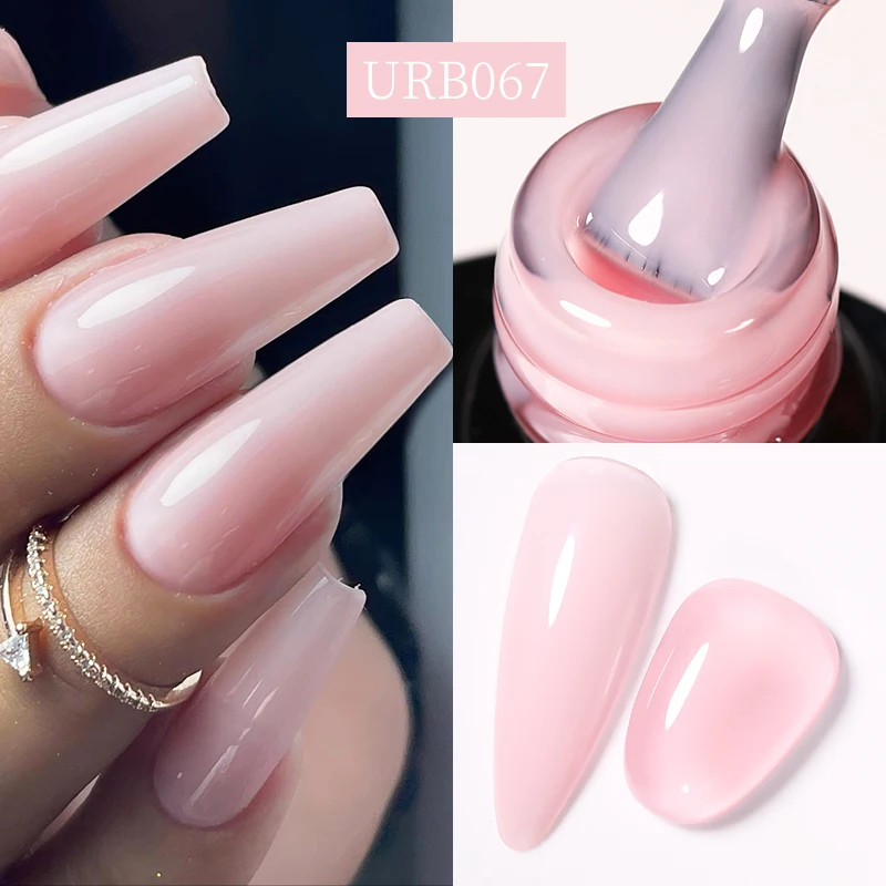 UR SUGAR 7ml Pale Pink Rubber Base Gel Nude Color Semi Permant Soak Off UV LED Self-leveling Gel Varnishes Great Coverage