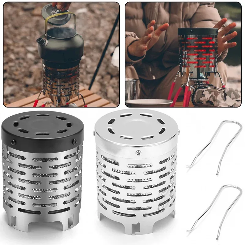 التخييم في الهواء الطلق غطاء التدفئة الصغيرة الفولاذ المقاوم للصدأ مكافحة تحرق معدات التدفئة التخييم خيمة سخان غطاء الفرن المعدات #4