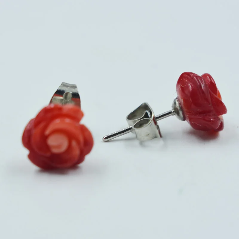 6MM Pretty Coral earrings, red sea coral stud earrings, ball studs, italian jewelry, coworker gift, tiny studs, simple jewelry