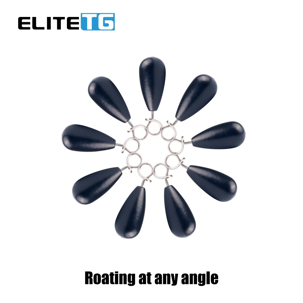 

Elite TG 10pcs Fishing Tear Drop Shot Weights Bass Fishing Lure Quick-Change Fastach Eye Design