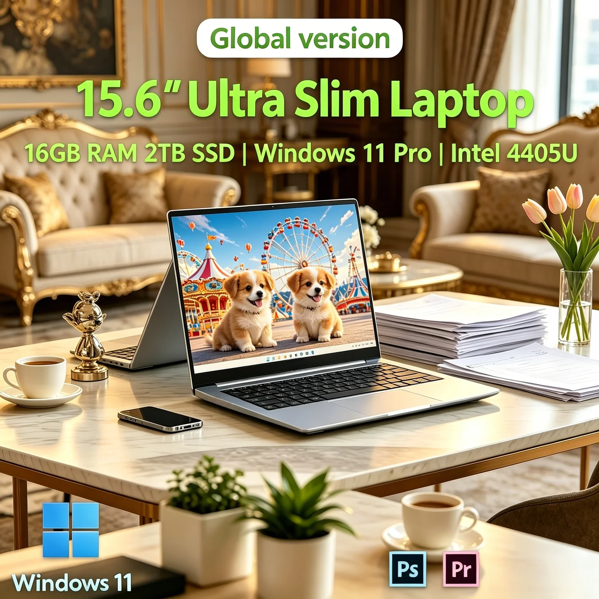 

Lightweight 15.6'' Office Notebook 4405U Processor Large Storage Long Use Online Learning Daily Laptop