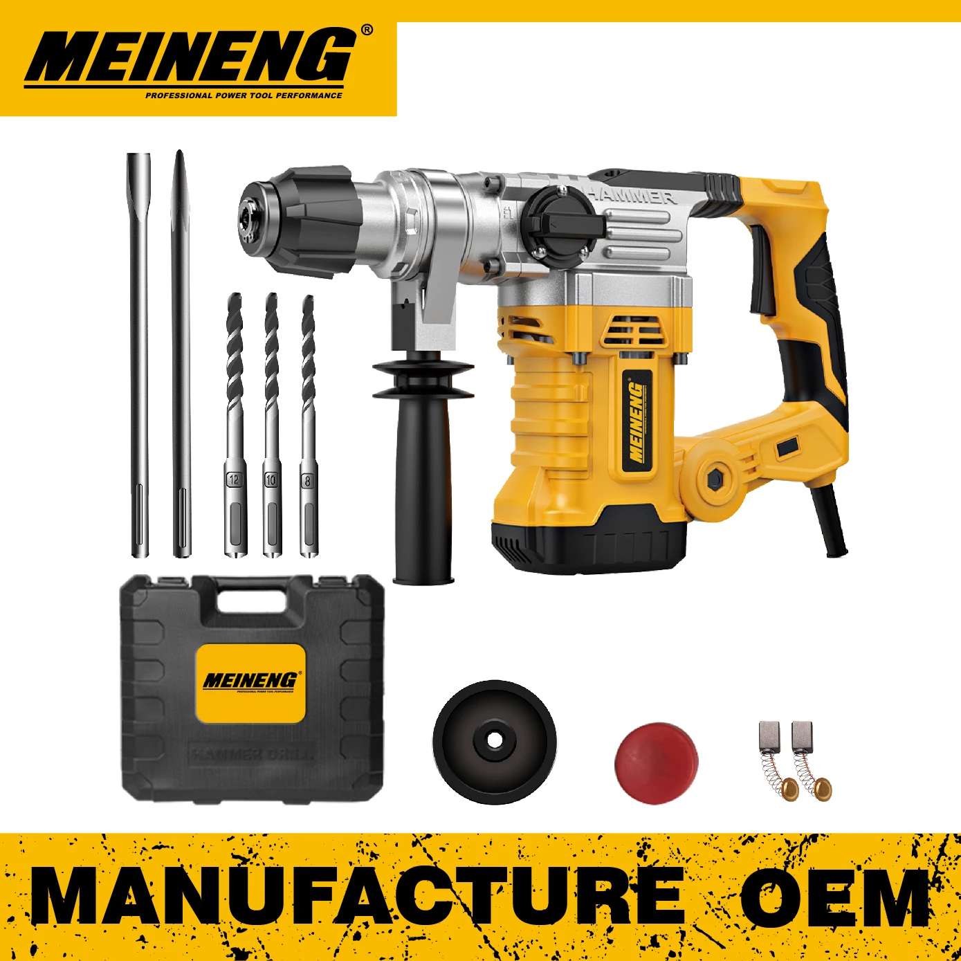 1900W Electric Power Rotary Hammer Drill Impact Concrete Demolition Tool for Professional Heavy Duty Construction Project