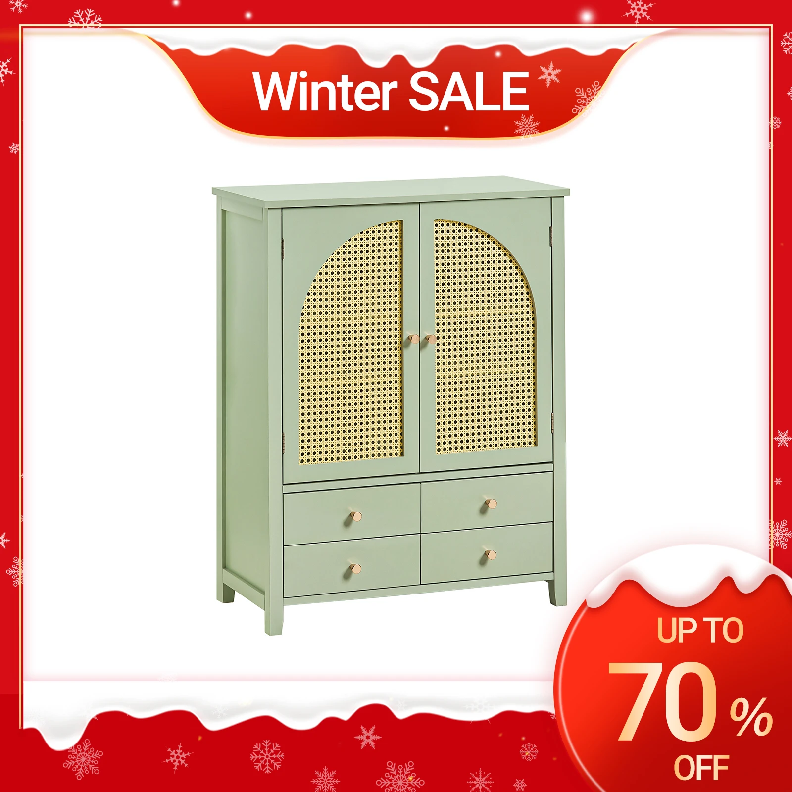 SoBuy FSB72-GR armoire à chaussures armoire de cuisine buffet avec portes d'aspect grille armoire buffet rangement armoire commode vert