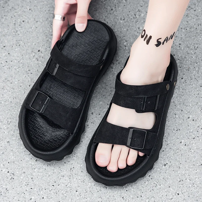 Youth Trend Daily Men Slide Slippers Flat Anti Slip Reinforced Bottom Fashion Appearance for After Work Relax and Casual Outside
