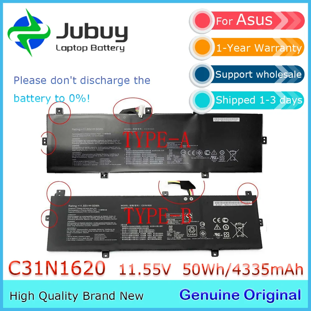 C31N1620 11.55V 50Wh Original Laptop Battery for ASUS ZenBook UX430 UX430UQ U4100UQ Pro PU404 PU404UF