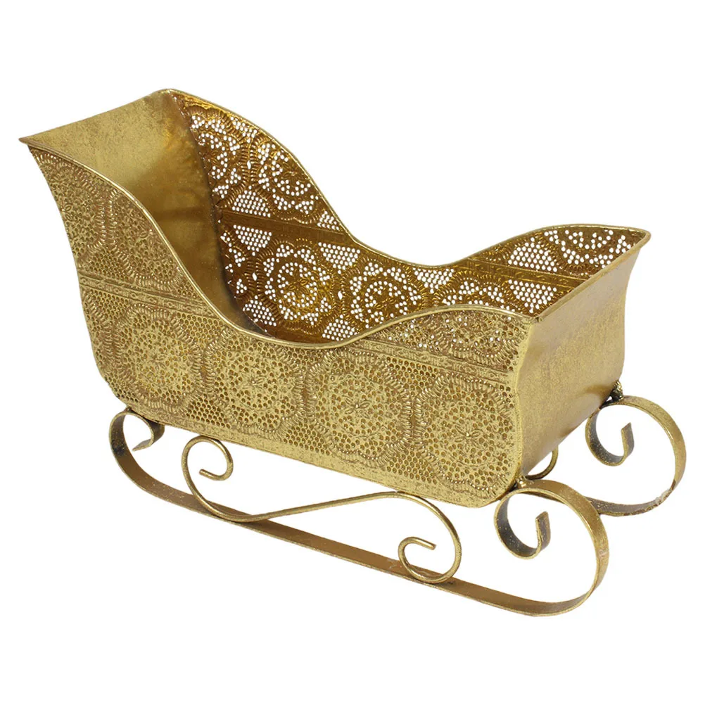 

Christmas Sleigh Metal Decoration Rustic Vintage Candy Holder Fireplace Tabletop Decoration Christmas Sleigh