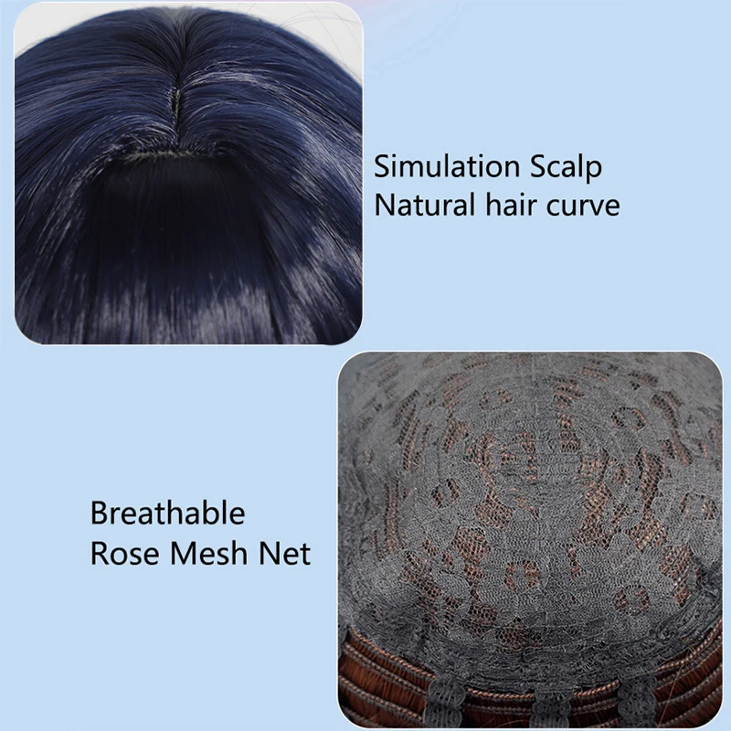 Ouro Kronii Cosplay Virtual Streamer Anime Wig Long Bule Braided Ponytail Anime Cosplay Wig Pigtails Wig for COS Daily Concerts