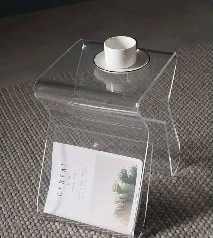 아크릴 거실 소파 사이드 테이블 투명 커피 테이블 침실 침대 옆 테이블 거실 특수 모양 커피 테이블