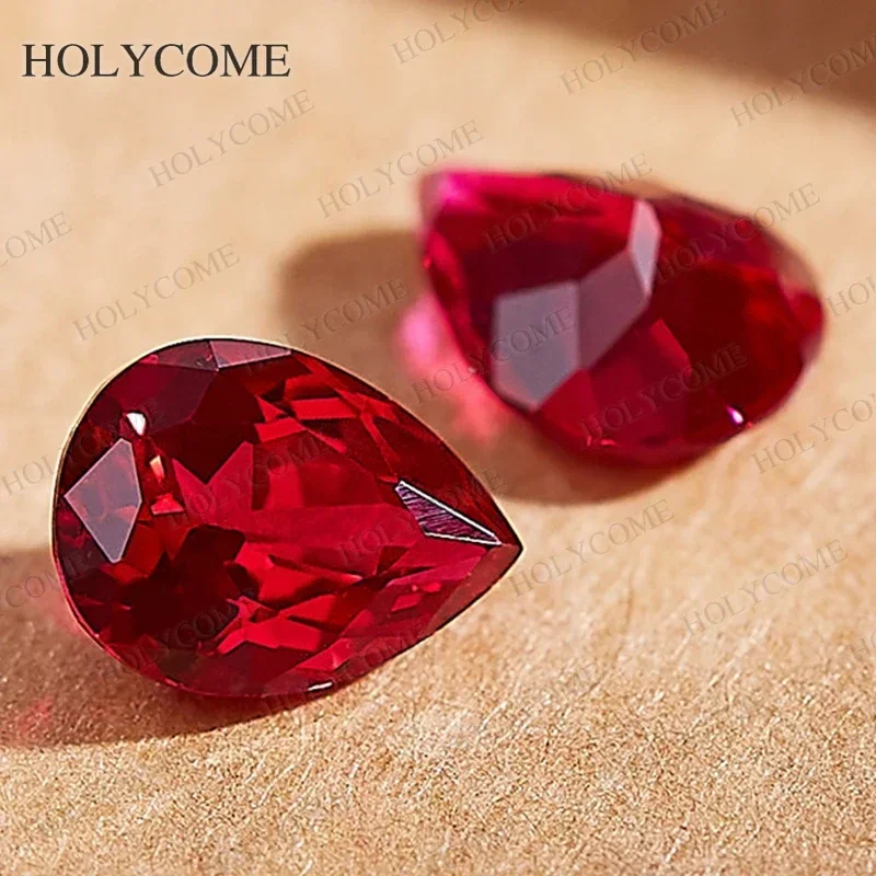 

Hot Lab Grown Ruby Pear Shape Teardrop Red Selectable AGL Certificate VVS1 Beads Gift for Charms DIY Jewelry Making Materials