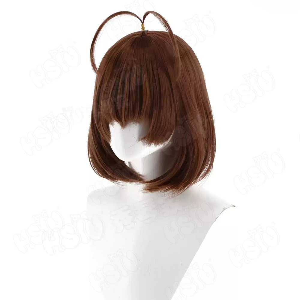 Game CLANNAD Nagisa Furukawa Cosplay Wig 35CM Dark Brown Short Hair Synthetic Wig+Wig Cap Party Halloween Wig