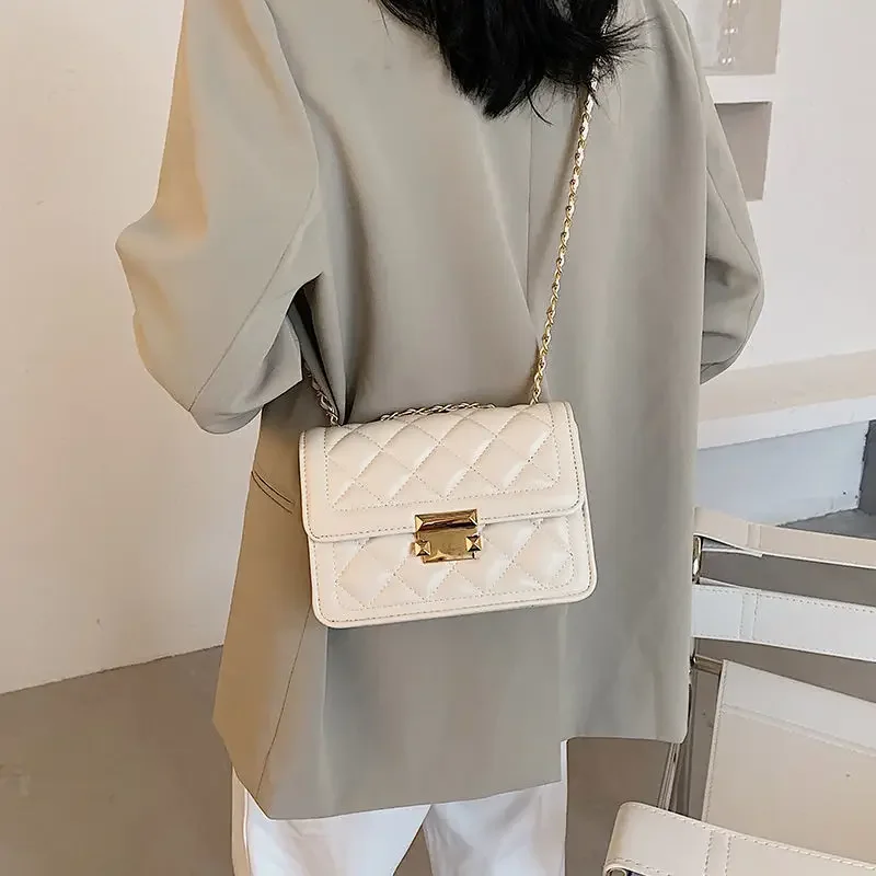 New Trendy Fashion Rhombus Chain Purse Summer Small Bag Female Bag 2024 Internet Celebrities  Ins Shoulder Messenger Bag