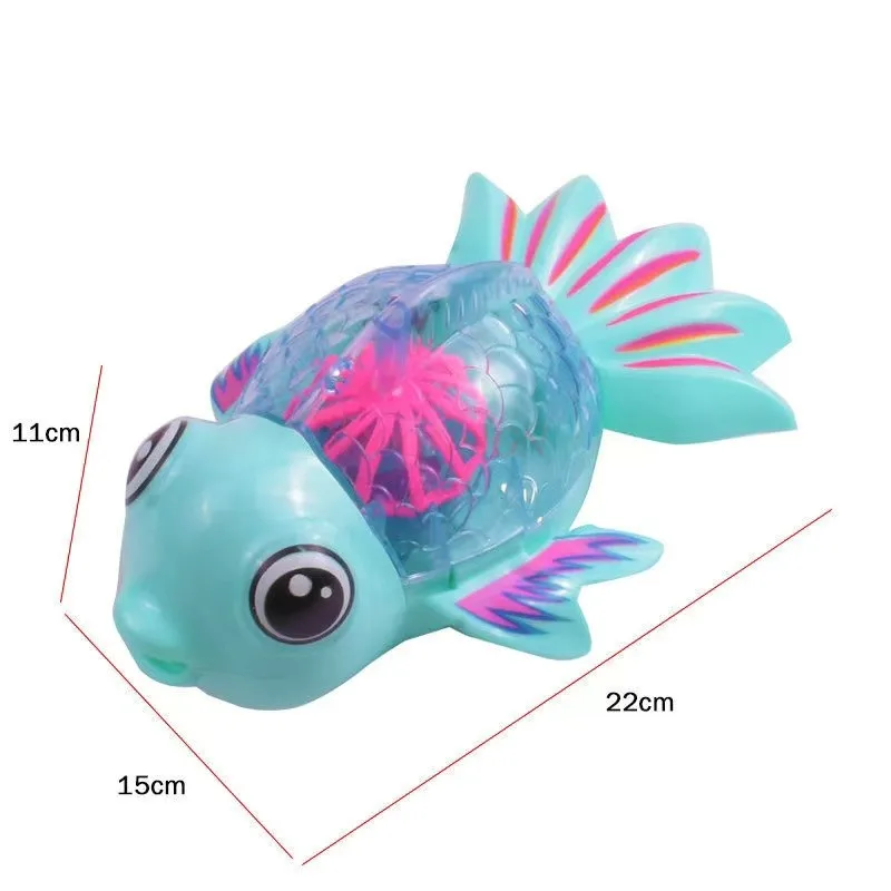 Rope pulling electric goldfish, music and lighting, universal walking, children's toy, rainbow fish