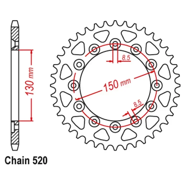 LOPOR 520 CNC 14T 45T ด้านหลังเฟืองรถจักรยานยนต์สําหรับ Honda CB250 Hornet MC31 1996-2007 VT250 FG FG-YA