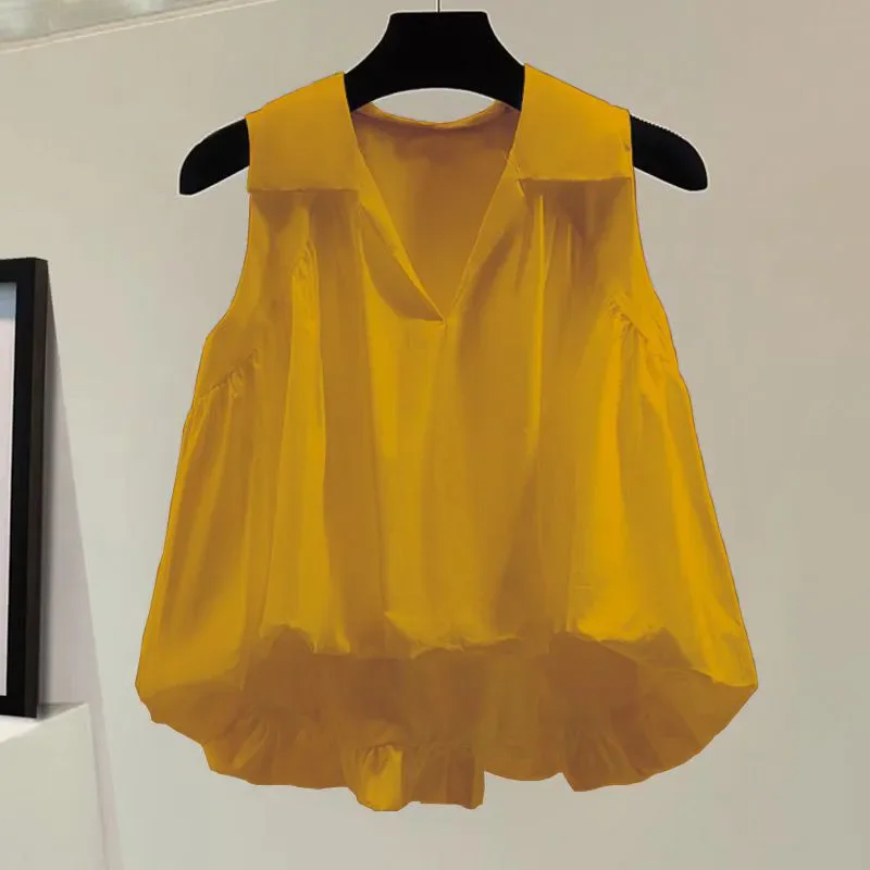 Chemise en mousseline de soie pour femme, chemise à revers, mode coréenne, tempérament d'été, nouveau, 2025